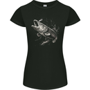 Pike Fish on a Line Fishing Fisherman Womens Petite Cut T-Shirt Black