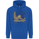 Pilates My Happy Hour Funny Yoga Sloth Childrens Kids Hoodie Royal Blue