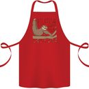 Pilates My Happy Hour Funny Yoga Sloth Cotton Apron 100% Organic Red