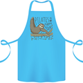 Pilates My Happy Hour Funny Yoga Sloth Cotton Apron 100% Organic Turquoise