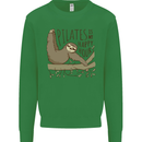 Pilates My Happy Hour Funny Yoga Sloth Kids Sweatshirt Jumper Irish Green
