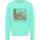 Pilates My Happy Hour Funny Yoga Sloth Kids Sweatshirt Jumper Peppermint