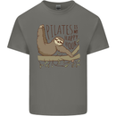Pilates My Happy Hour Funny Yoga Sloth Kids T-Shirt Childrens Charcoal