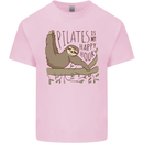 Pilates My Happy Hour Funny Yoga Sloth Kids T-Shirt Childrens Light Pink