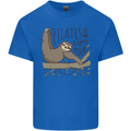 Pilates My Happy Hour Funny Yoga Sloth Kids T-Shirt Childrens Royal Blue