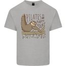 Pilates My Happy Hour Funny Yoga Sloth Kids T-Shirt Childrens Sports Grey