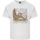 Pilates My Happy Hour Funny Yoga Sloth Kids T-Shirt Childrens White