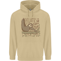 Pilates My Happy Hour Funny Yoga Sloth Mens 80% Cotton Hoodie Sand