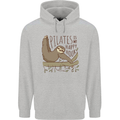 Pilates My Happy Hour Funny Yoga Sloth Mens 80% Cotton Hoodie Sports Grey