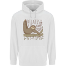 Pilates My Happy Hour Funny Yoga Sloth Mens 80% Cotton Hoodie White