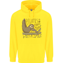Pilates My Happy Hour Funny Yoga Sloth Mens 80% Cotton Hoodie Yellow