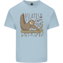 Pilates My Happy Hour Funny Yoga Sloth Mens Cotton T-Shirt Tee Top Light Blue