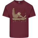 Pilates My Happy Hour Funny Yoga Sloth Mens Cotton T-Shirt Tee Top Maroon