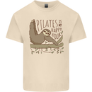 Pilates My Happy Hour Funny Yoga Sloth Mens Cotton T-Shirt Tee Top Natural
