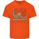 Pilates My Happy Hour Funny Yoga Sloth Mens Cotton T-Shirt Tee Top Orange