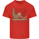 Pilates My Happy Hour Funny Yoga Sloth Mens Cotton T-Shirt Tee Top Red