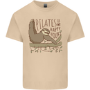 Pilates My Happy Hour Funny Yoga Sloth Mens Cotton T-Shirt Tee Top Sand