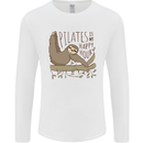 Pilates My Happy Hour Funny Yoga Sloth Mens Long Sleeve T-Shirt White