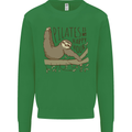 Pilates My Happy Hour Funny Yoga Sloth Mens Sweatshirt Jumper Irish Green