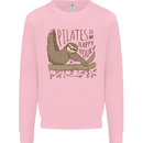Pilates My Happy Hour Funny Yoga Sloth Mens Sweatshirt Jumper Light Pink