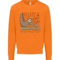 Pilates My Happy Hour Funny Yoga Sloth Mens Sweatshirt Jumper Orange