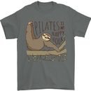 Pilates My Happy Hour Funny Yoga Sloth Mens T-Shirt 100% Cotton Charcoal