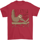 Pilates My Happy Hour Funny Yoga Sloth Mens T-Shirt 100% Cotton Red