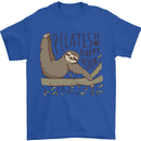 Pilates My Happy Hour Funny Yoga Sloth Mens T-Shirt 100% Cotton Royal Blue