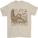 Pilates My Happy Hour Funny Yoga Sloth Mens T-Shirt 100% Cotton Sand