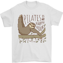 Pilates My Happy Hour Funny Yoga Sloth Mens T-Shirt 100% Cotton White