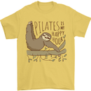 Pilates My Happy Hour Funny Yoga Sloth Mens T-Shirt 100% Cotton Yellow