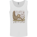 Pilates My Happy Hour Funny Yoga Sloth Mens Vest Tank Top White