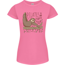Pilates My Happy Hour Funny Yoga Sloth Womens Petite Cut T-Shirt Azalea