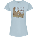 Pilates My Happy Hour Funny Yoga Sloth Womens Petite Cut T-Shirt Light Blue
