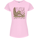 Pilates My Happy Hour Funny Yoga Sloth Womens Petite Cut T-Shirt Light Pink
