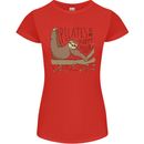 Pilates My Happy Hour Funny Yoga Sloth Womens Petite Cut T-Shirt Red