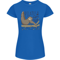 Pilates My Happy Hour Funny Yoga Sloth Womens Petite Cut T-Shirt Royal Blue