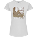Pilates My Happy Hour Funny Yoga Sloth Womens Petite Cut T-Shirt White