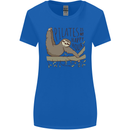 Pilates My Happy Hour Funny Yoga Sloth Womens Wider Cut T-Shirt Royal Blue
