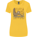 Pilates My Happy Hour Funny Yoga Sloth Womens Wider Cut T-Shirt Yellow