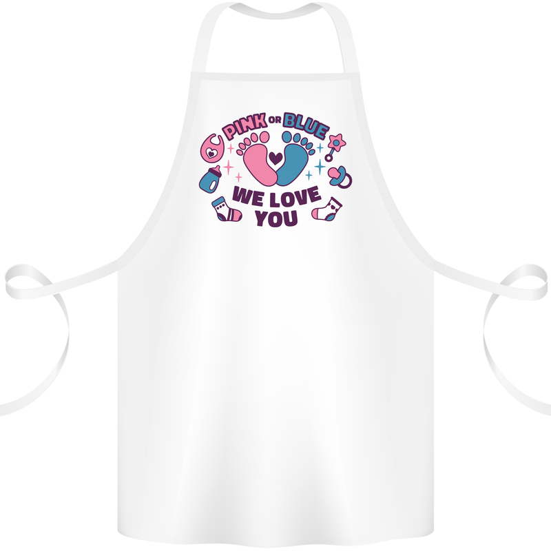 Pink or Blue New Baby Pregnancy Pregnant Cotton Apron 100% Organic White
