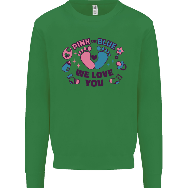 Pink or Blue New Baby Pregnancy Pregnant Kids Sweatshirt Jumper Irish Green