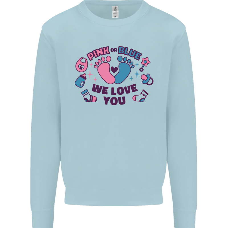 Pink or Blue New Baby Pregnancy Pregnant Kids Sweatshirt Jumper Light Blue