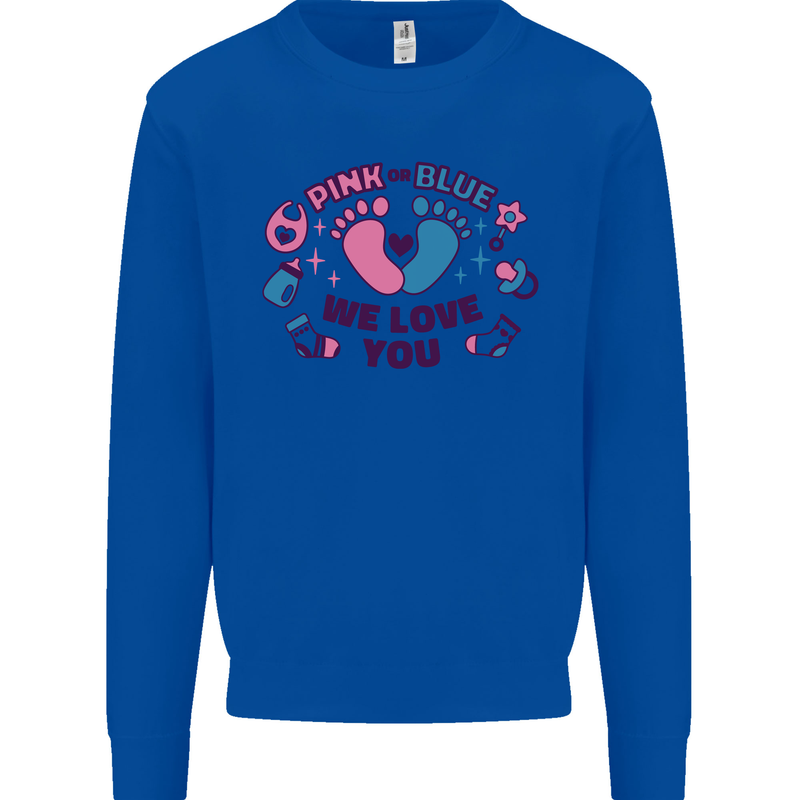 Pink or Blue New Baby Pregnancy Pregnant Kids Sweatshirt Jumper Royal Blue