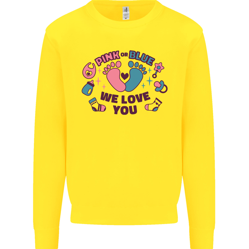 Pink or Blue New Baby Pregnancy Pregnant Kids Sweatshirt Jumper Yellow