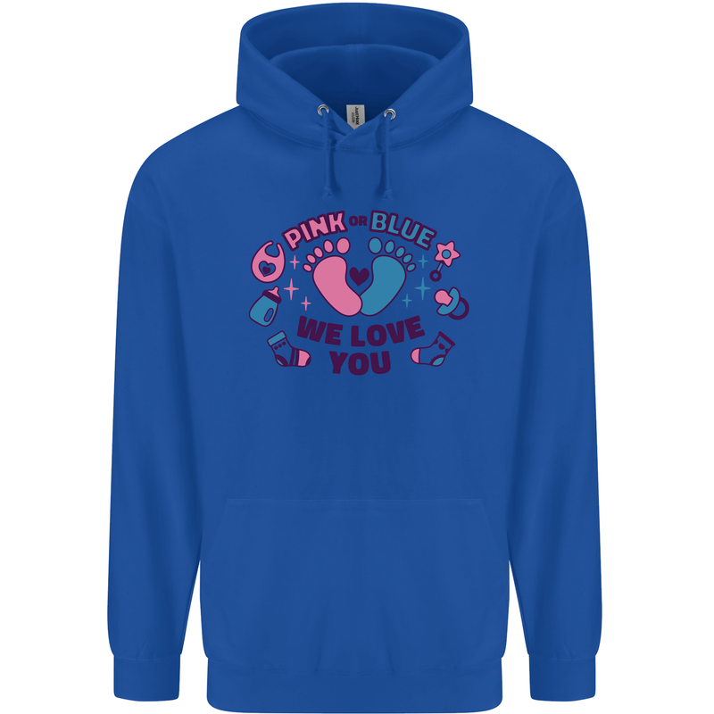 Pink or Blue New Baby Pregnancy Pregnant Mens 80% Cotton Hoodie Royal Blue