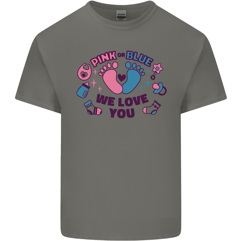 Pink or Blue New Baby Pregnancy Pregnant Mens Cotton T-Shirt Tee Top Charcoal