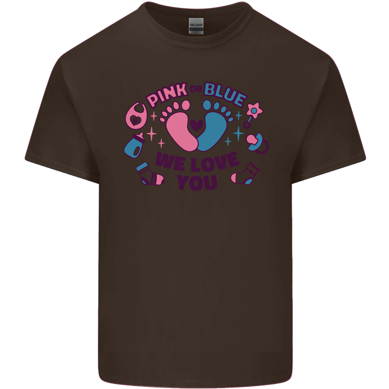 Pink or Blue New Baby Pregnancy Pregnant Mens Cotton T-Shirt Tee Top Dark Chocolate