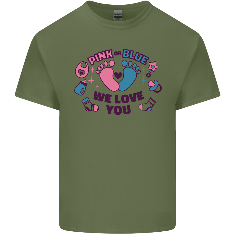 Pink or Blue New Baby Pregnancy Pregnant Mens Cotton T-Shirt Tee Top Military Green