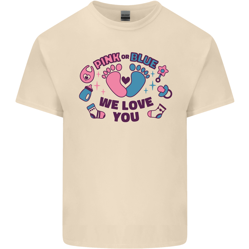 Pink or Blue New Baby Pregnancy Pregnant Mens Cotton T-Shirt Tee Top Natural
